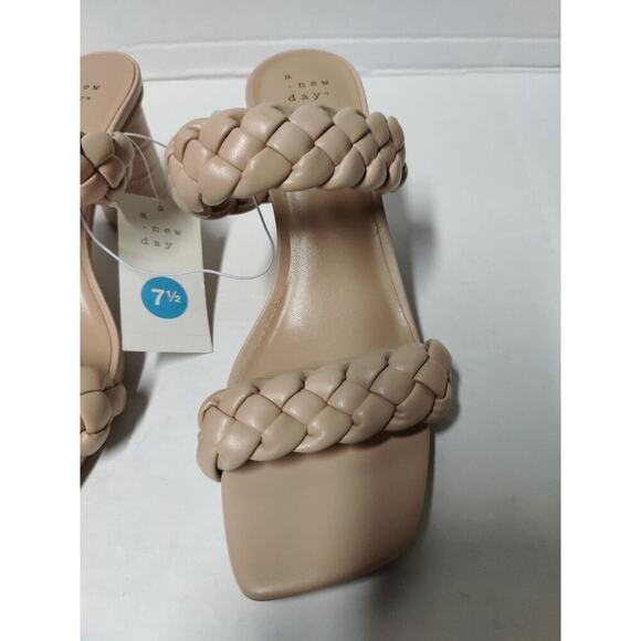 Braided Heels Sandals Women's brown A New Day Tiana Mule Color Beige - Size 7.5 - Picture 3 of 16